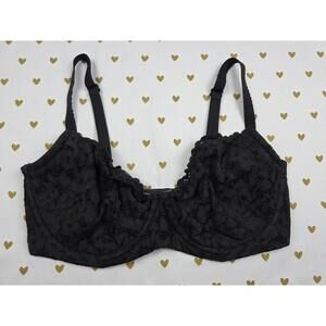 Victorias Secret BODY BY VICTORIA Black Lace Unlined Demi Balconnet Bra 34DDD